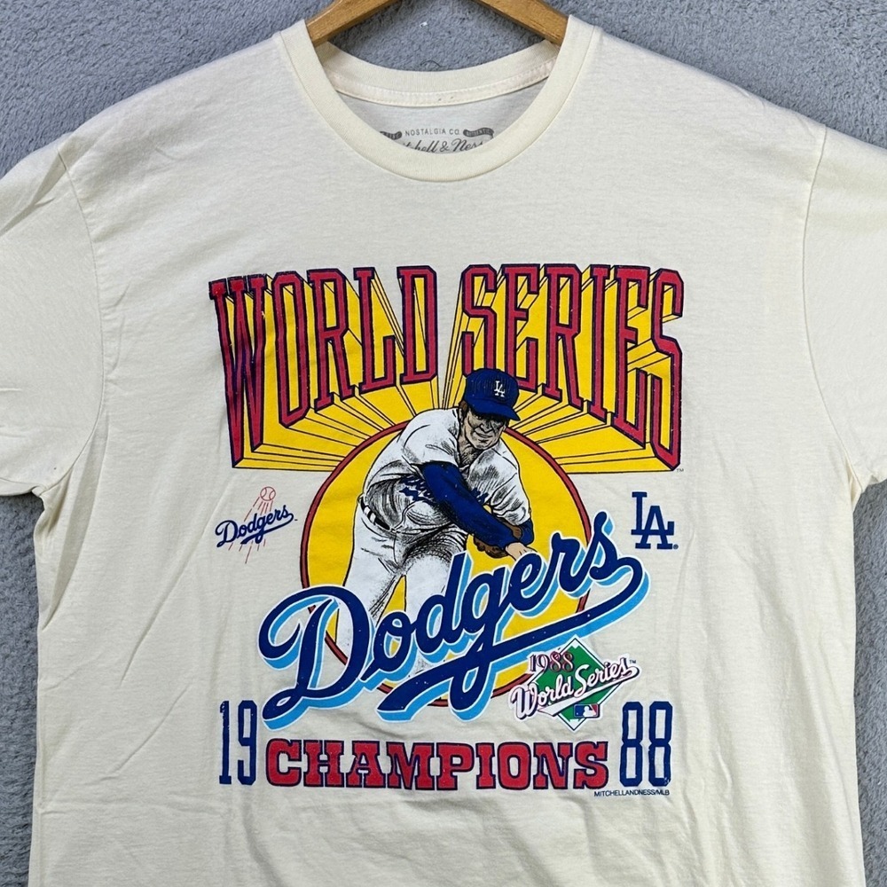 Mitchell Ness T-Shirt Tee Mens XL White World Series L.A Dodgers Short Sleeve